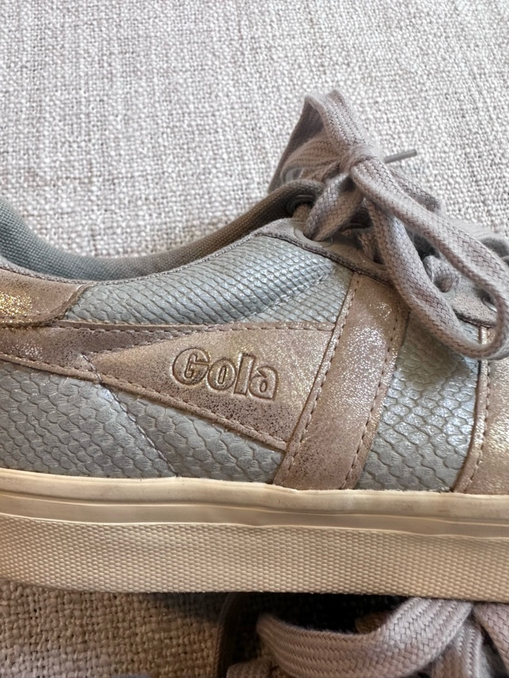 Anthropologie GOLA Orchid II Lizard Sneakers Feather Gray Gold Athleisure Wmn 6 - Picture 7 of 16